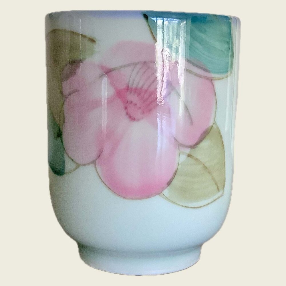 EUC Asian Porcelain Watercolor Floral Design Tea / Sake Cup